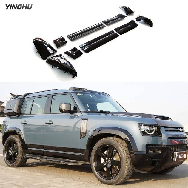 High Quality ABS Glossy Black Auto Side Skirts New Defender 110 Car Body Styling Skirt for Land Rover