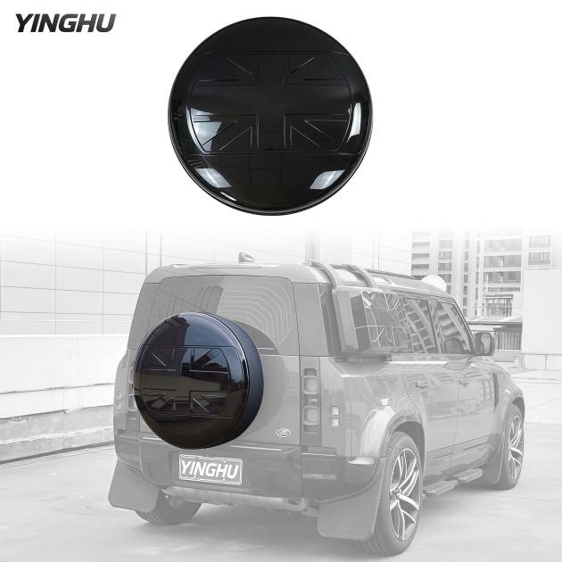 New Design Gloss Black Spare Wheel Cover for Defender 2020 + Plastic Spare Tire Cover Wheel